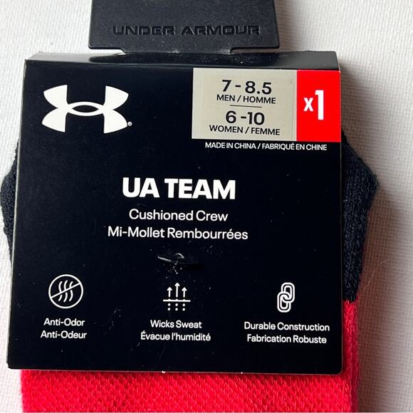 Under Armour UA TEAM Women's Cushioned Crew Athletic Sporty Socks Sz 6-10 - Picture 3 of 6